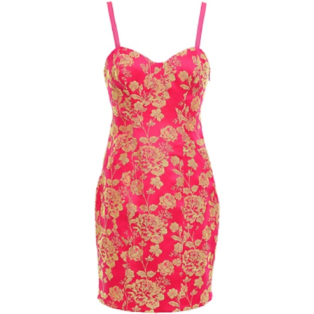Cinq à Sept Pink and Gold Floral Mini Dress